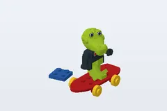 Mid-build preview of Clive Crocodile on Skateboard